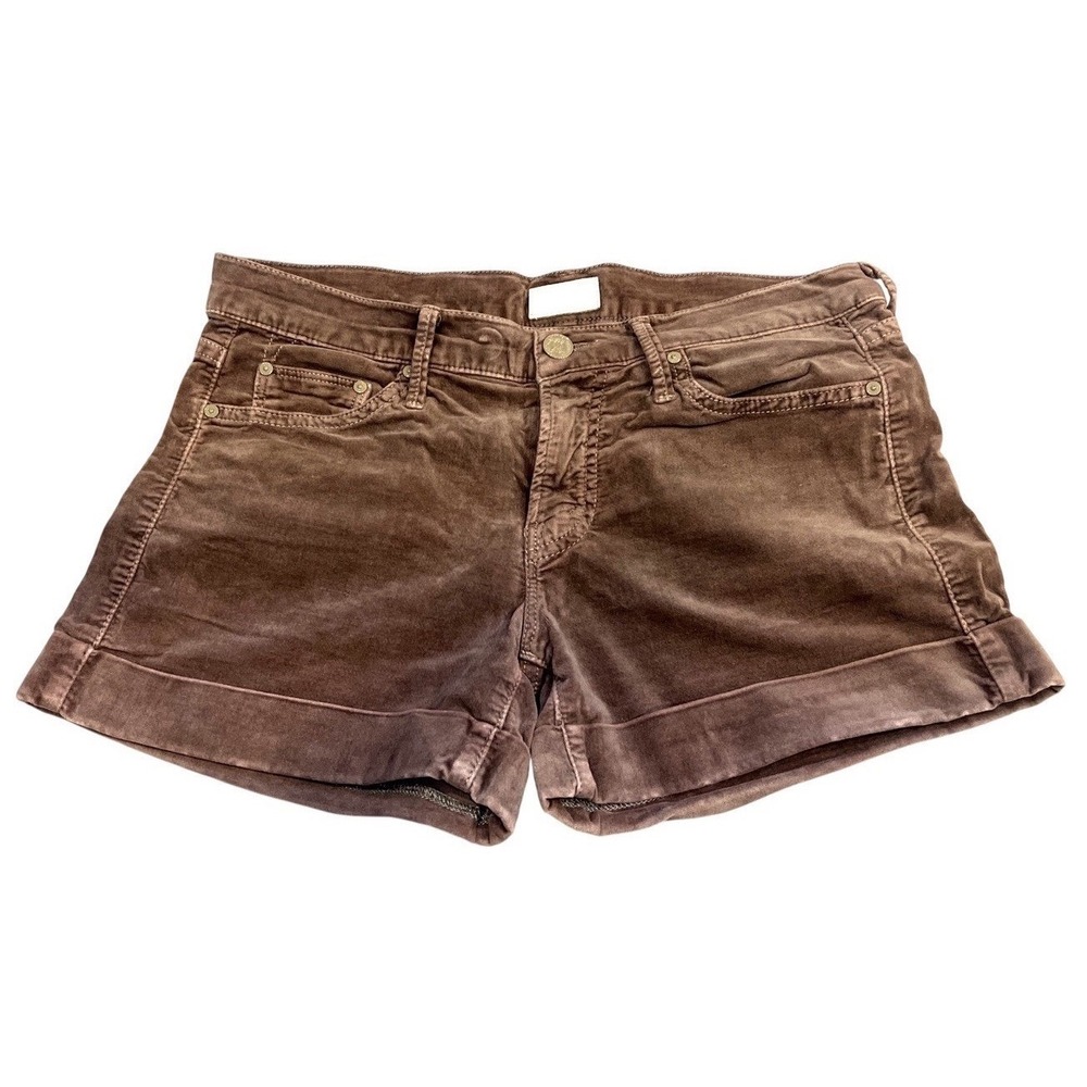 MOTHER The Cuffed Short Velvet Gray Taupe Size 26 Stretch Mid Rise USA